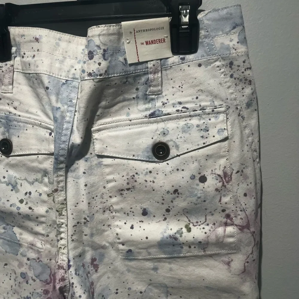 By Anthropologie The Wanderer Watercolor Cargo Utility Pants 28 NWT